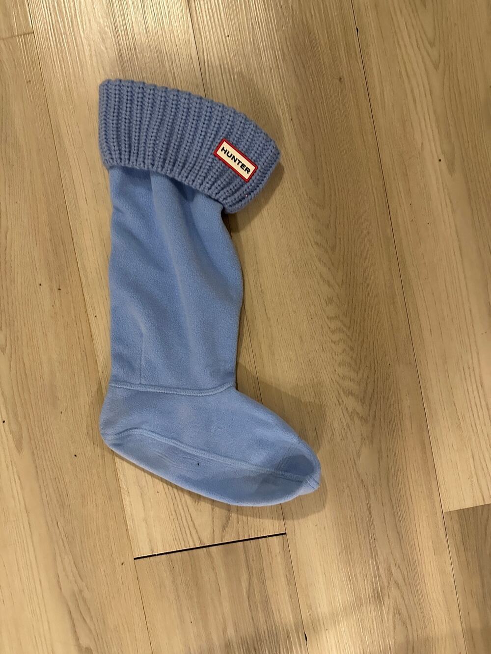 Hunter Boot Socks Cable Knit Cuff Periwinkle Blue Fleece Tall Inserts